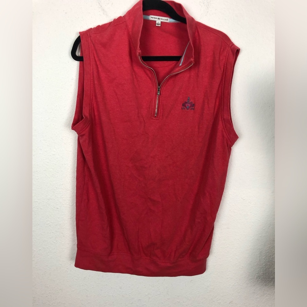 Peter Millar crowd sports mens L large vest 1/4 zipper
